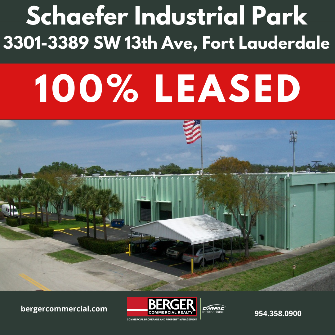 Berger Commercial Realty Negotiates 18,000-SF Industrial Lease Deal, Bringing Schaefer Industrial Park To 100% Occupancy