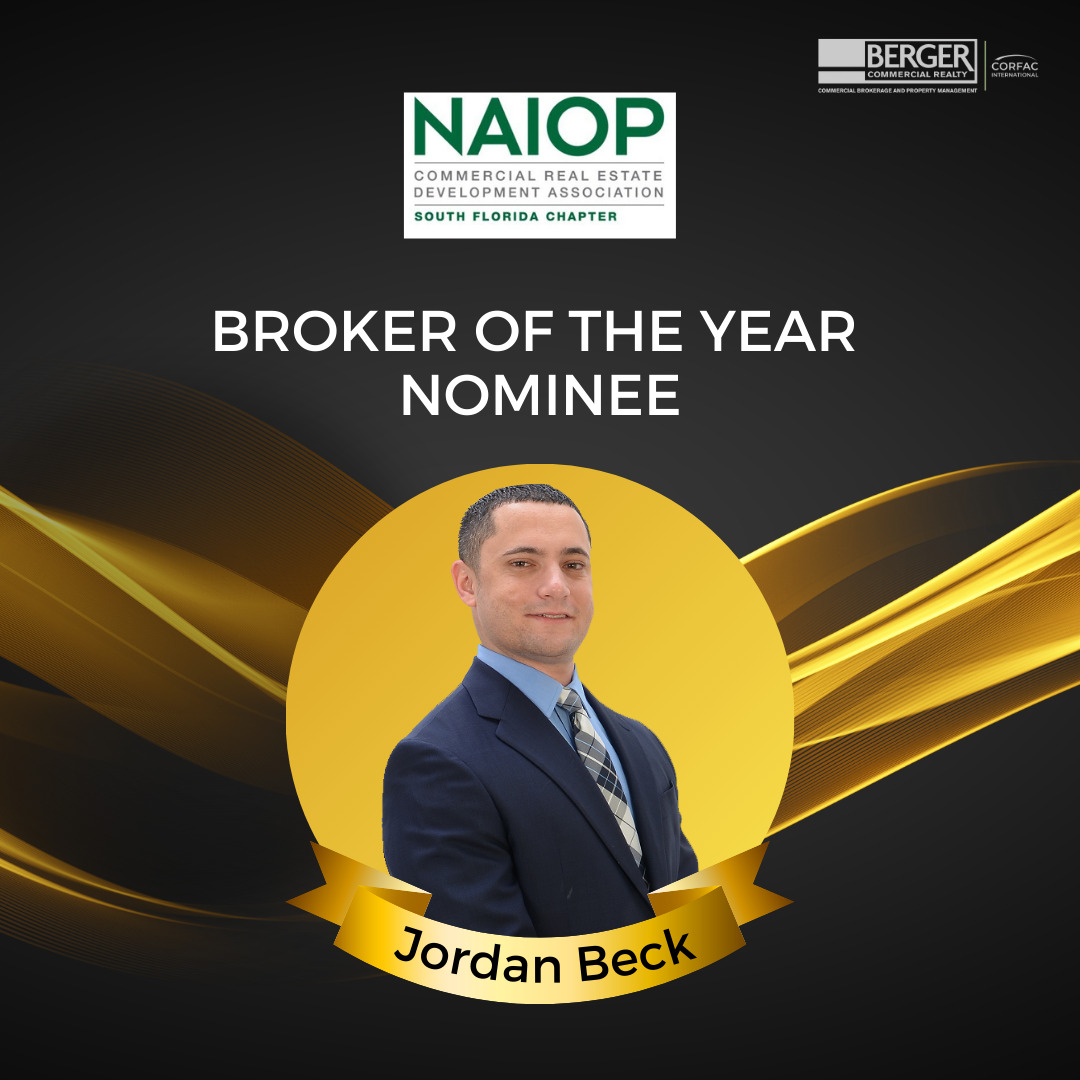 Berger Commercial Realty’s Jordan Beck Named  NAIOP 2023 Awards Of Excellence Finalist For Broker Of The Year